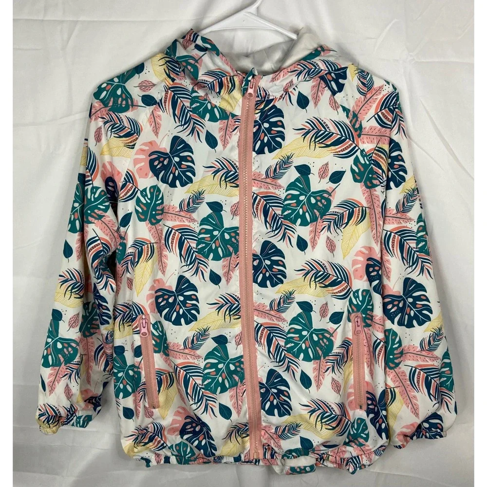 Welaken Kids Hooded Windbreaker Tropical Leaf Print Jacket Youth 160 - Picture 11 of 12